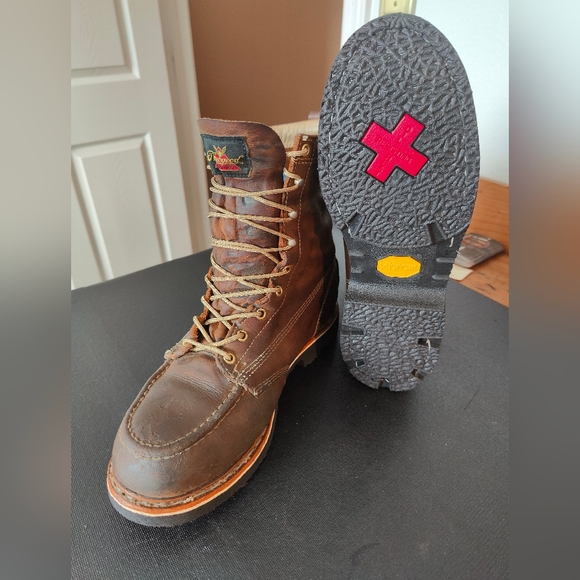 Industrial Work Boots Resoled with Vibram Alpha #1318 Oil Resistant Heel Defined - Picture 3 of 15